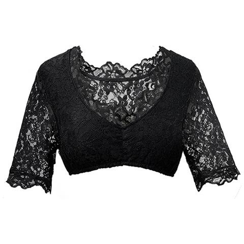 Camicetta Nera Da Donna Per Oktoberfest - Camicia In Pizzo Di Poliestere Per Feste Della Birra Xl - Foto 1