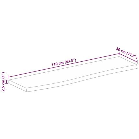 Piano Tavolo Bordi Vivi 110x30x2,5cm in Legno Massello di Mango - Foto 9