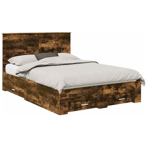 Struttura del letto Rovere fumé 140 x 190 cm Legno multistrato - Foto 1