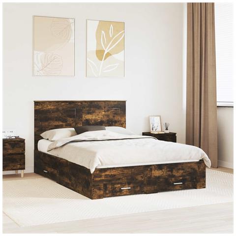 Struttura del letto Rovere fumé 140 x 190 cm Legno multistrato - Foto 2