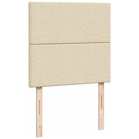 Struttura Letto Pouf con Materasso Crema 80x200 cm in Tessuto - Foto 9