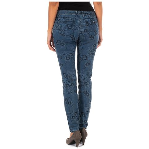 Pantalone Lungo In Denim Stampato Ed Elastico 10db50210 Donna - Foto 2