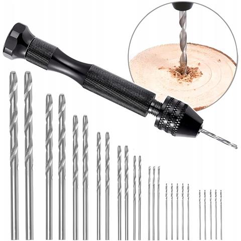 Mini Trapano Manuale Nero - Set 25 Punte 0,5-3mm | Precisione E Ergonomia | Per Legno E Plastica Diy - Foto 1