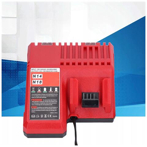 Caricabatterie Di Ricambio Voltplus M12-18fc - Compatibile Con Milwaukee M14, M18 | 12v-18v, 3a | Led, Abs, Certificazione Ce - Foto 4