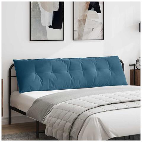 Cuscino per Schiena Blu 180 x 50 cm Tessuto in Cords - Foto 2