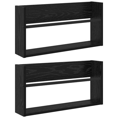 Scaffale per riviste 2 pcs Rovere Nero 60 x 12 x 30 cm - Foto 1