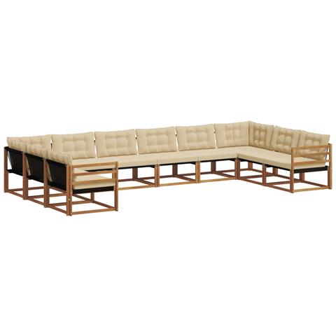 Set di divani da esterno con cuscino 10 pcs Naturale e Beige - Foto 1