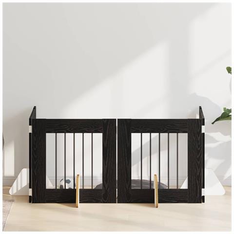 Cancello per cani con supporti 4 pcs Rovere Nero 60 x 60 cm - Foto 2
