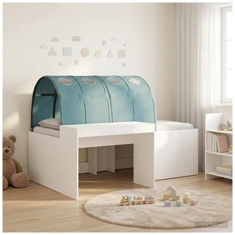 Letto con Tunnel 4 pcs Bianco e azzurro Legno ingegnerizzato - Foto 2