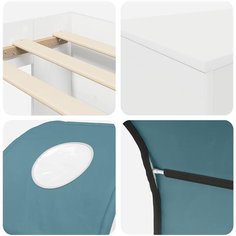 Letto con Tunnel 4 pcs Bianco e azzurro Legno ingegnerizzato - Foto 9