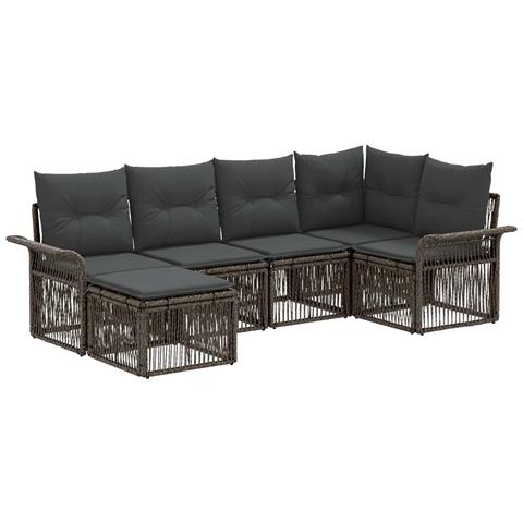 Set Divano da Giardino 6 pcs Grigio polyrattan - Foto 1