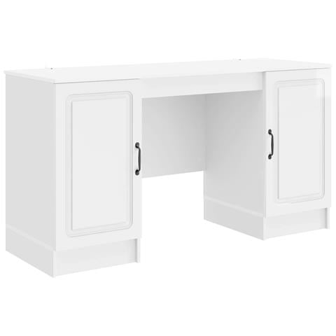 Scrivania Bianco Lucido 142,5 x 50 x 75 cm Legno ingegnerizzato - Foto 1