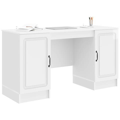 Scrivania Bianco Lucido 142,5 x 50 x 75 cm Legno ingegnerizzato - Foto 2