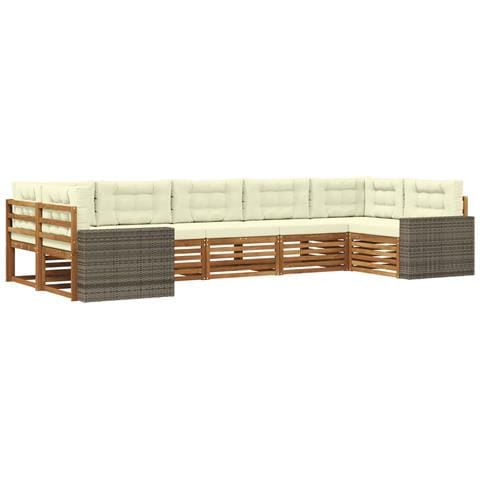 Set di divani da esterno con cuscino 7 pcs Naturale e Crema - Foto 1