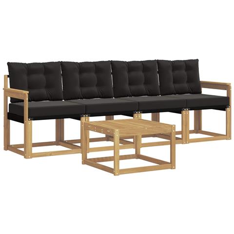 Set di divani da esterno con cuscino 5 pcs Bianco e Nero - Foto 1