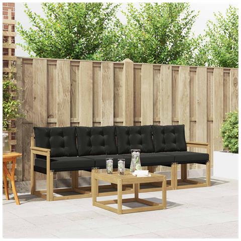 Set di divani da esterno con cuscino 5 pcs Bianco e Nero - Foto 2