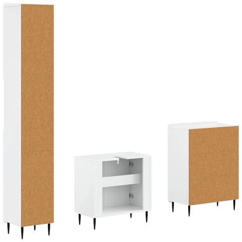 Set di armadietti da bagno in 3 pezzi ZWOLLE Bianco Lucido - Foto 2