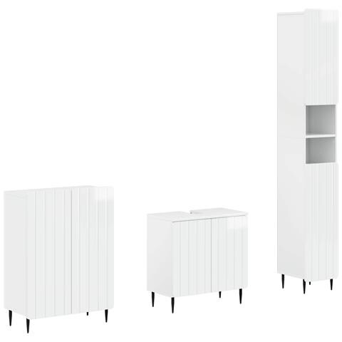 Set di armadietti da bagno in 3 pezzi ZWOLLE Bianco Lucido - Foto 1