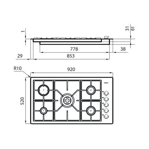 Piano Cottura 7271 032 a Gas 5 Fuochi Gas Colore Inox - Foto 2