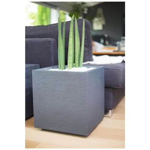 Vaso Graphit Quadrato Grigio Antracite - 39.5 x 39.5 x 43.5 cm 31l -  Plastica - Foto 2