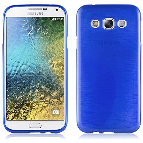 Custodia Compatibile Con Samsung Galaxy E5 2015 In Blu - Coperchio Protettivo In Silicone Tpu Flessibile Con Design Spazzolato - Foto 1