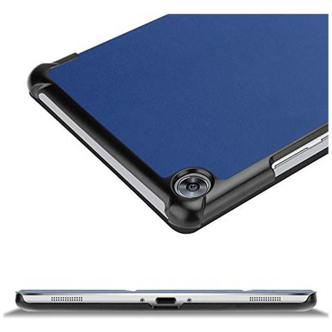 Custodia Per Tablet Compatibile Con Huawei Mediapad M5 8 (8.4"" Zoll) In Blu Scuro Jersey - Coperchio Protettiva Ultra Sottile Con Funzione Auto Wake Up E Stand - Foto 2