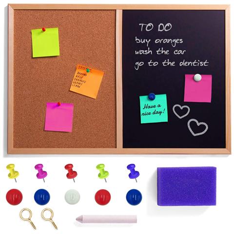 900 X 600 Mm Ardesia Magnetica E Di Sughero | Cornice Di Legno Spessa + 5 Magneti, Gesso, Spugna E Spilli | Fabbricato In Ue | Perfetto Per Ristorante, Ufficio, Scuola, Casa - Foto 1