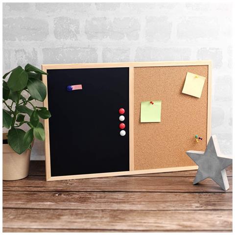 900 X 600 Mm Ardesia Magnetica E Di Sughero | Cornice Di Legno Spessa + 5 Magneti, Gesso, Spugna E Spilli | Fabbricato In Ue | Perfetto Per Ristorante, Ufficio, Scuola, Casa - Foto 5