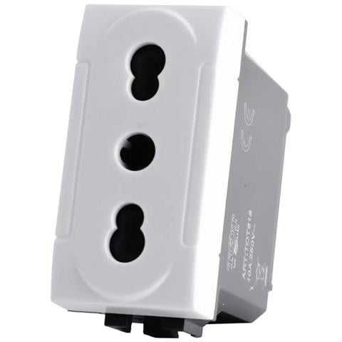 Presa Bivalente (10a-250v) 2p+t Compatibile Bticino Living Light Bianca - Foto 2