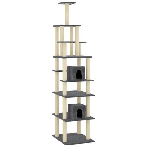 Albero Per Gatti Con Tiragraffi In Sisal Grigio Scuro 216 Cm - Foto 1