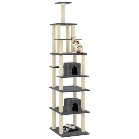 Albero Per Gatti Con Tiragraffi In Sisal Grigio Scuro 216 Cm - Foto 2