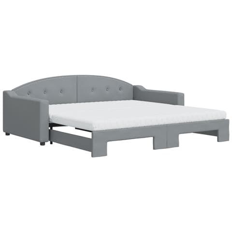 Divano Letto Estraibile Materassi Grigio Chiaro 100x200 Tessuto - Foto 1