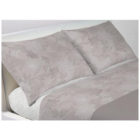 Completo Lenzuola Letto In 100% Cotone Made Italy Disegno Lily Maxi Beige - Foto 1