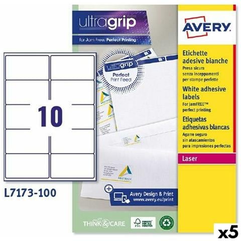 Etichette Per Stampante Avery L7173 99,1 X 57 Mm Bianco 100 Fogli (5 Unità) - Foto 1