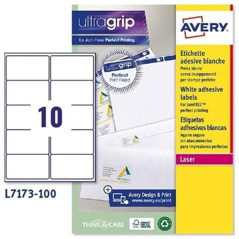 Etichette Per Stampante Avery L7173 99,1 X 57 Mm Bianco 100 Fogli (5 Unità) - Foto 2