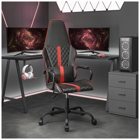 Sedia Da Gaming Massaggiante Rossa E Nera In Similpelle - Foto 1