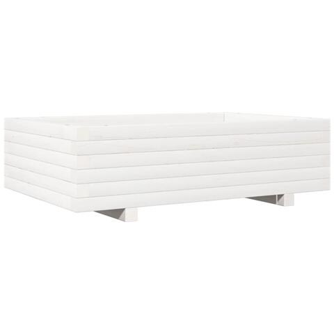 Fioriera Da Giardino Bianca 90x60x26,5cm Legno Massello Di Pino - Foto 2