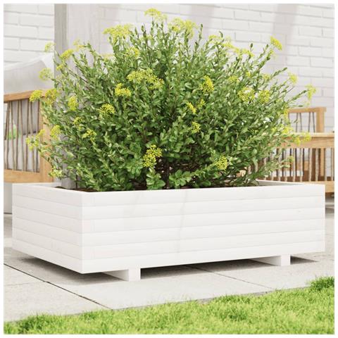 Fioriera Da Giardino Bianca 90x60x26,5cm Legno Massello Di Pino - Foto 1