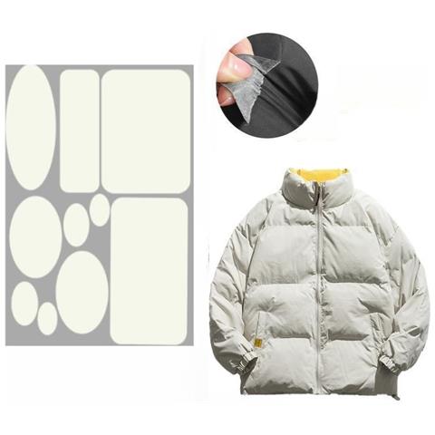 Multi Forme, Toppe Autoadesive Per Riparazione Vestiti, Piumini, Pantaloni, 10 Fogli White - Foto 3