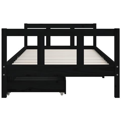 Giroletto per Bambini con Cassetti Nero 90x190 cm Massello Pino - Foto 2