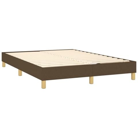 Letto a Molle Materasso e LED Marrone Scuro 140x200 cm Tessuto - Foto 2