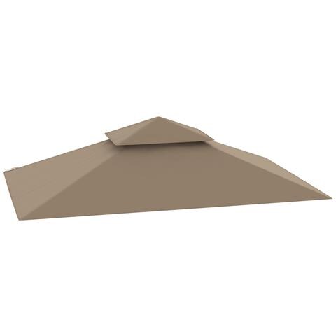 Copertura per Gazebo da Giardino per Barbecue 1.52x2.44 m a 2 Livelli in Poliestere 160gsm Cachi - Foto 1