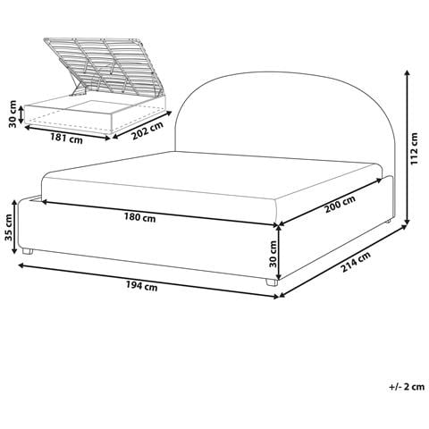 Letto Contenitore Ciniglia Vaucluse 180 X 200 Cm Azzurro - Foto 8