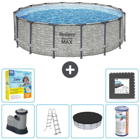 Piscina Fuori Terra - In Giro - 488x122 Cm - Grigio - Include Accessori Coordinati Cb35 - Foto 1