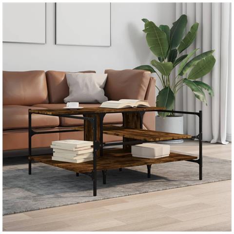 Lusso Casadino -  Tavolino Salotto Rovere Fumo 100x100x48,5cm Legno multistrato - Foto 2