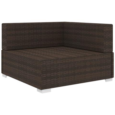 Lusso Casadino -  Poltrona Modulare Ad Angolo 1 Pz Con Cuscini Polyrattan Marrone - Foto 1