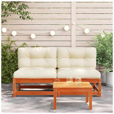 Lusso Casadino - Divani Giardino Senza Braccioli Cuscini 2pz Marrone Cera Pino - Foto 2