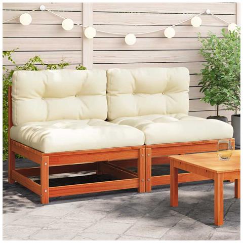 Lusso Casadino - Divani Giardino Senza Braccioli Cuscini 2pz Marrone Cera Pino - Foto 8