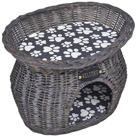 Albero Per Gatti In Salice Casetta/cuccia/palo Tiragraffi Con Cuscino - Foto 2