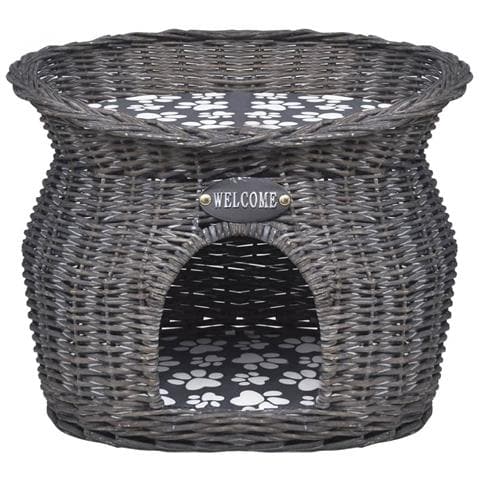 Albero Per Gatti In Salice Casetta/cuccia/palo Tiragraffi Con Cuscino - Foto 1